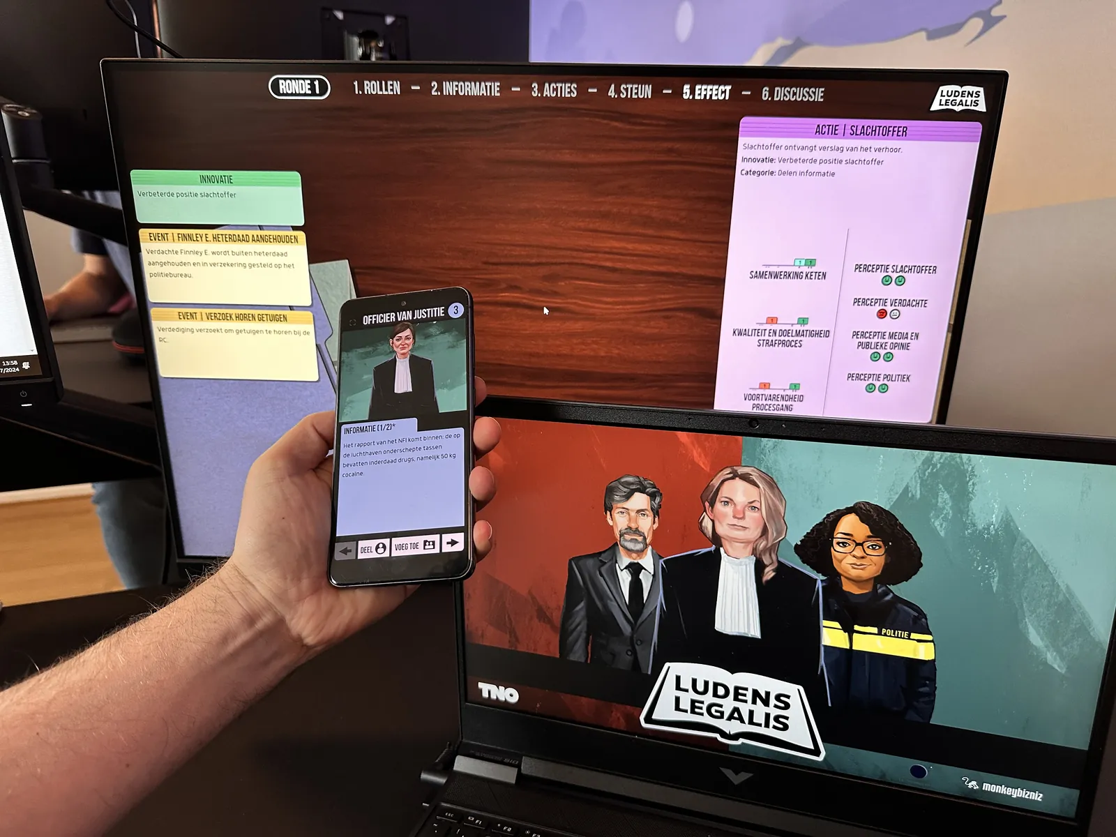 Ludens Legalis being played on a phone in front of the shared screen